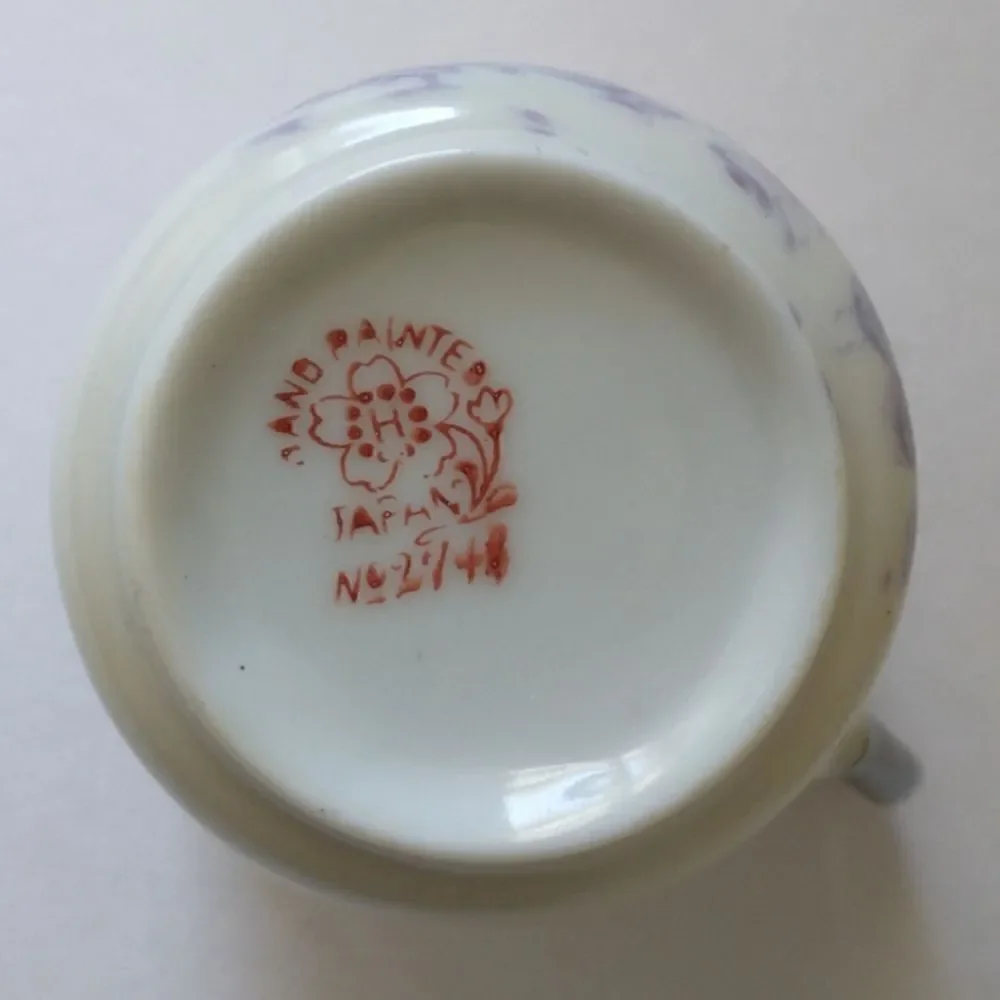 Lustreware Demitasse Espresso‎ Cup Saucer Hotta Yu Shoten Moriage Swans Floral.